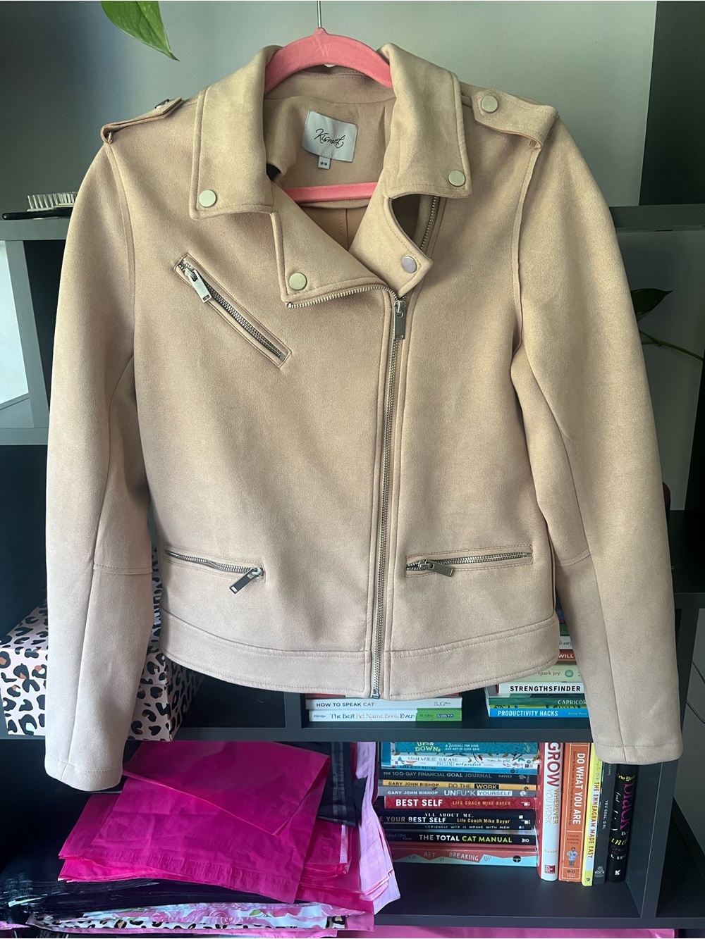 Kismet Blush Moto-Style Suede Jacket